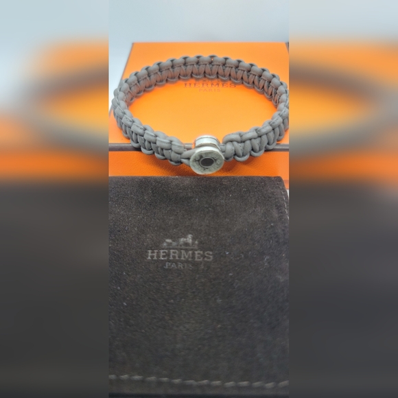 Hermès Gray Braided Bracelet